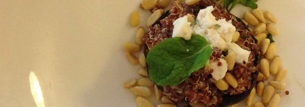 Red Quinoa with Minted Goat Cheese & Toasted Pine Nuts